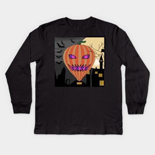 Hot Air Balloon Halloween. Kids Long Sleeve T-Shirt